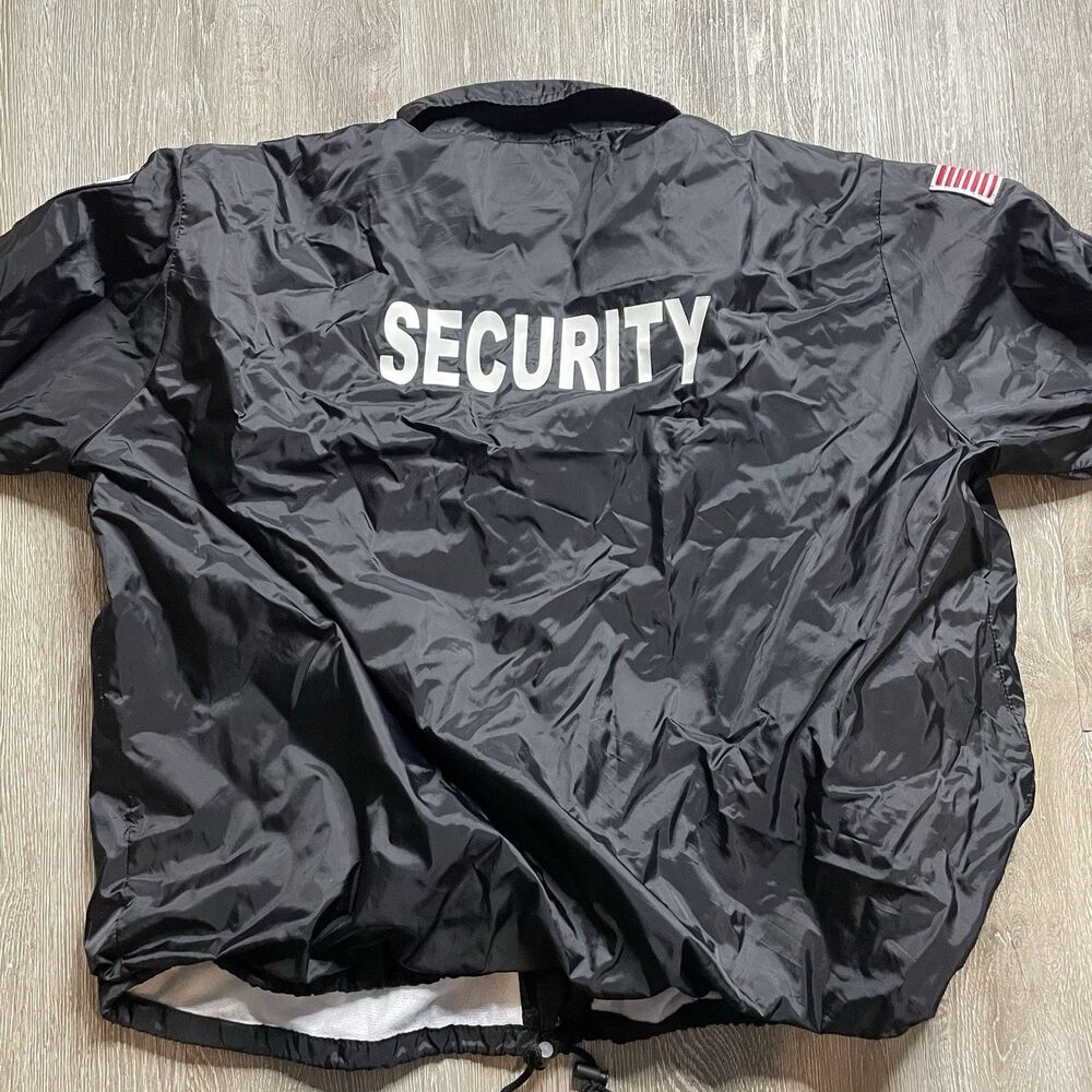 National Patrol Black Security Windbreaker Jacket 4XL Snap Button Pockets